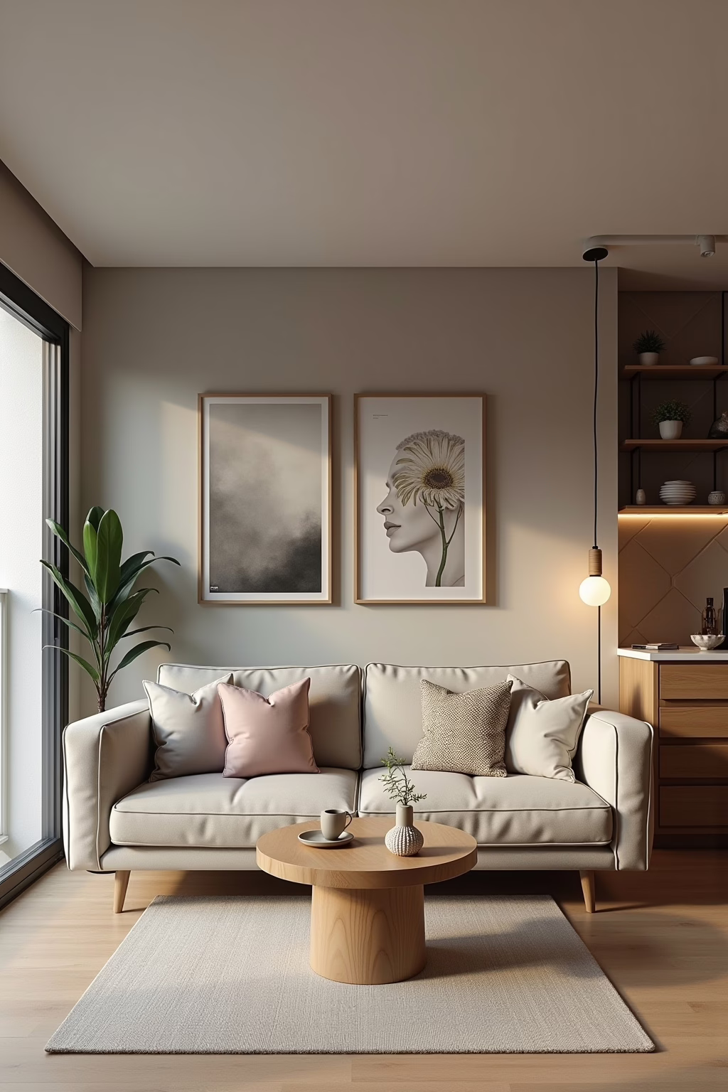 25 qm Wohnzimmer mit Küche Grundriss