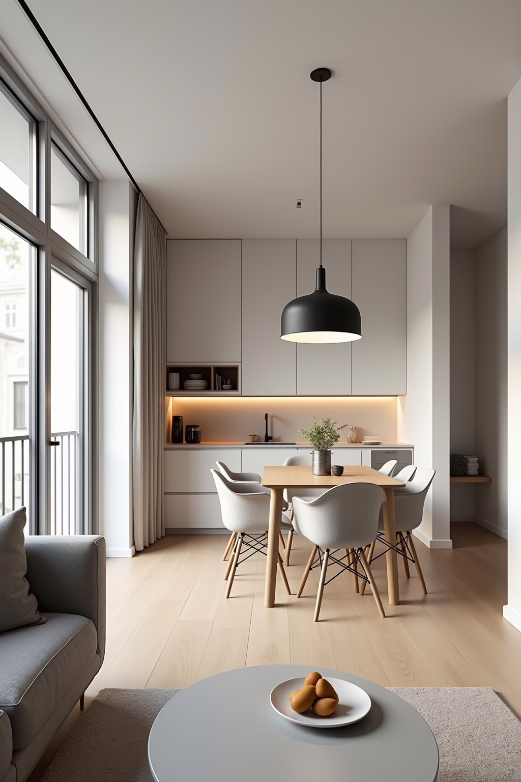 Zonierung 30 qm Wohnzimmer mit Küche