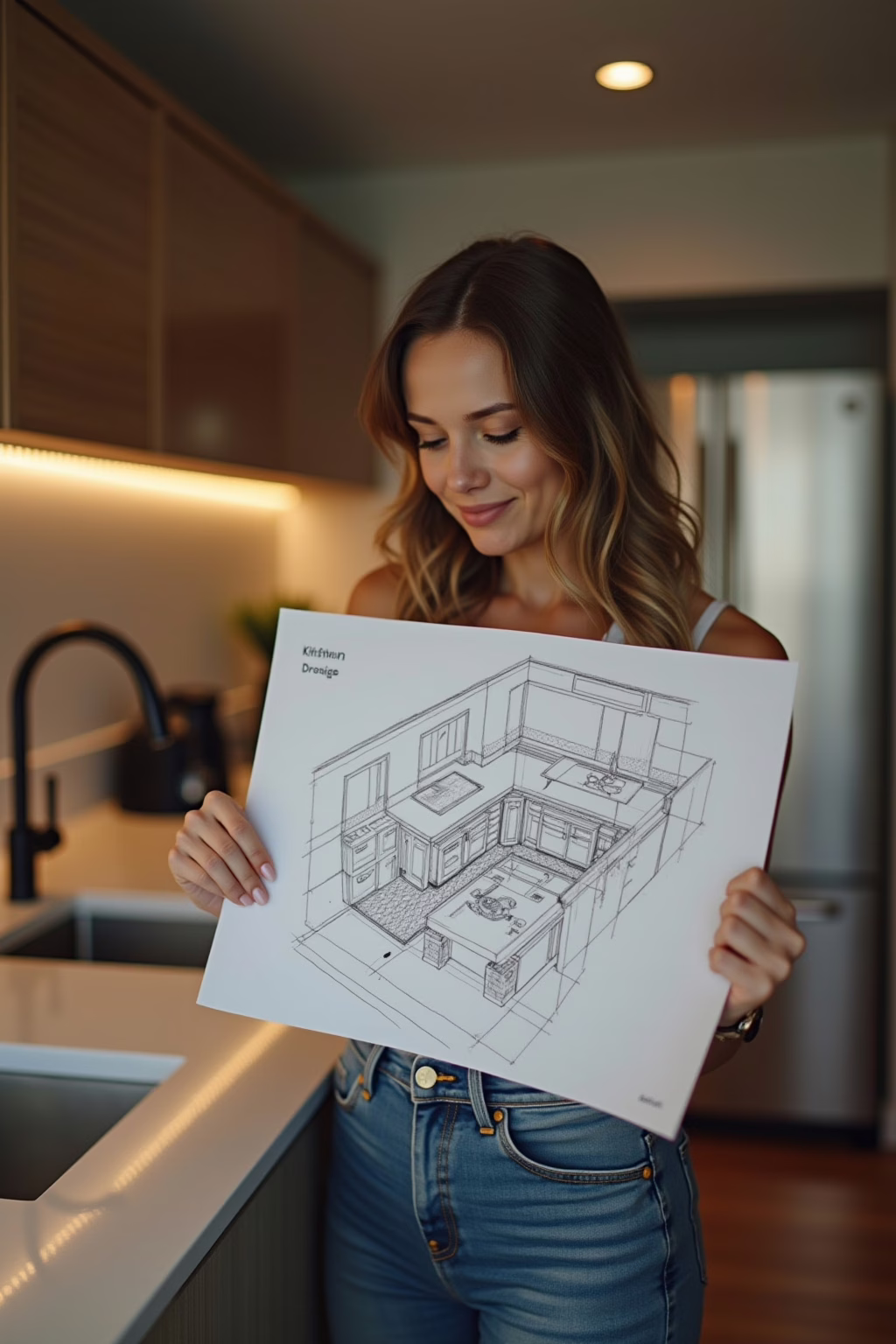 DIY Küche Planung mit Maßband und Skizze