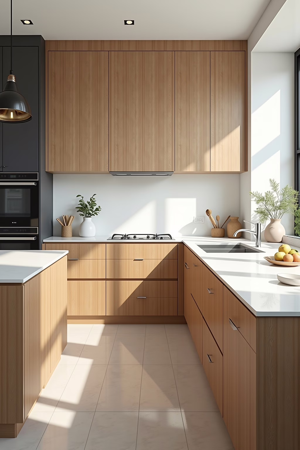 Küche Eiche Weiß modern Materialien