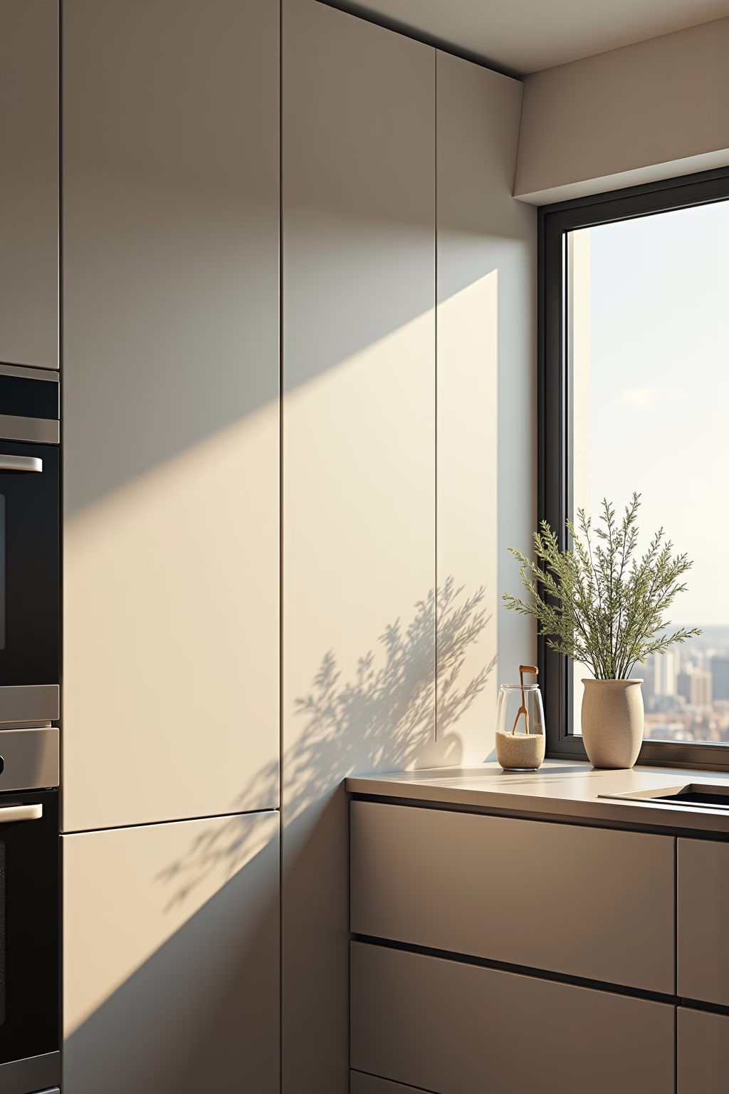 kueche mit fenster ueber arbeitsplatte outline 1