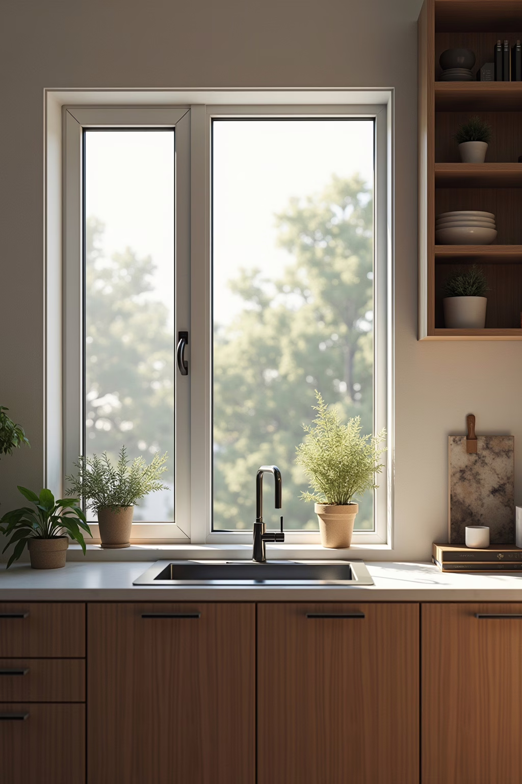 kueche mit fenster ueber arbeitsplatte outline 2