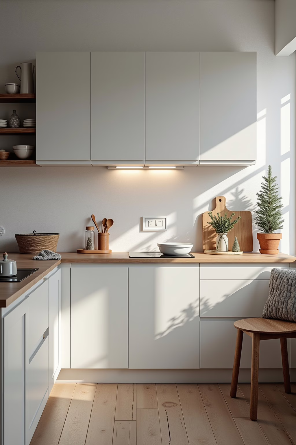 Küche weihnachtlich dekorieren – Türbereich mit minimalistischem Kranz