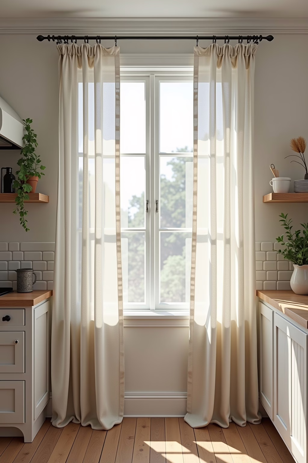 Küchengardinen Landhausstil kombinieren
