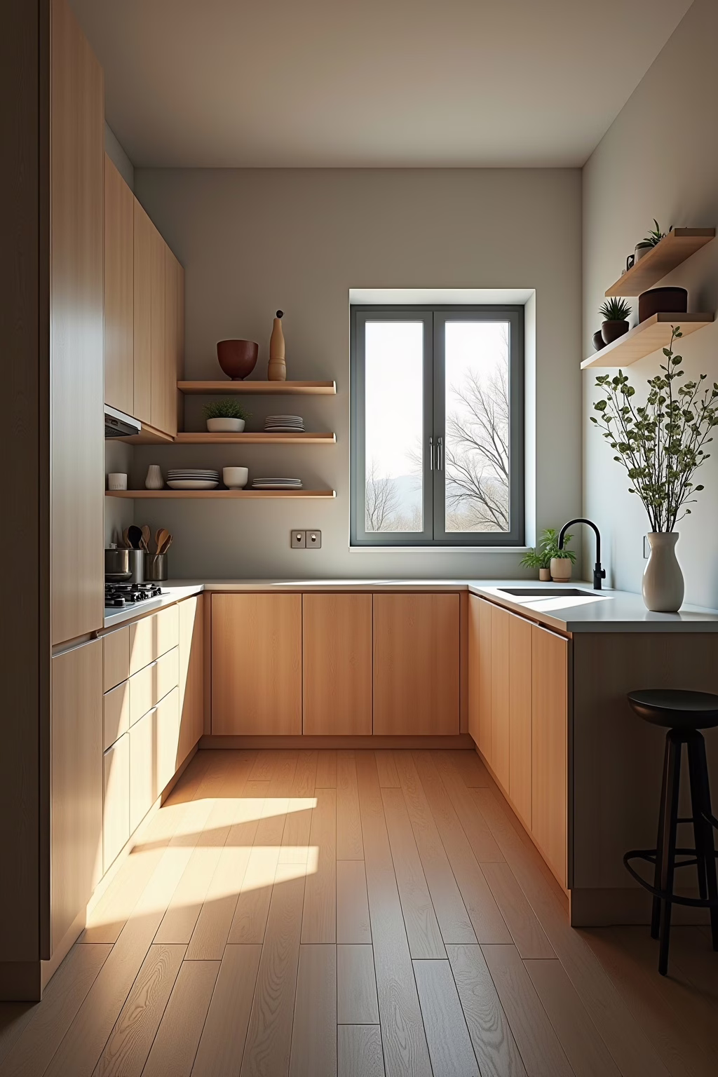 Smart Home Küche Holzboden