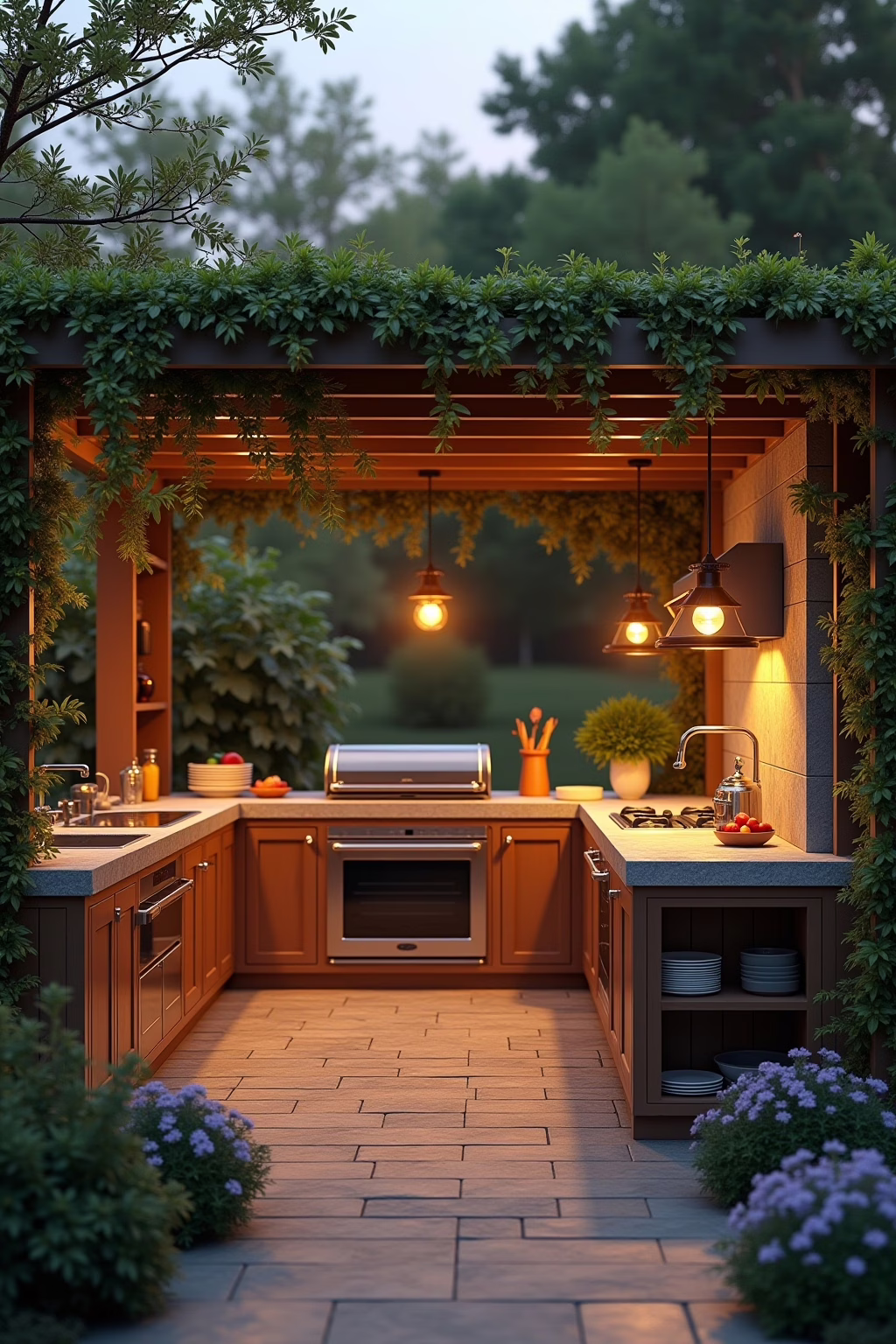 Outdoor Küche Planungsübersicht mit Grill, Arbeitsfläche und Spüle