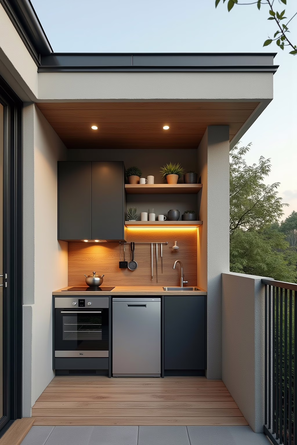 Kompakte Outdoor Küche für kleine Terrassen und Balkone