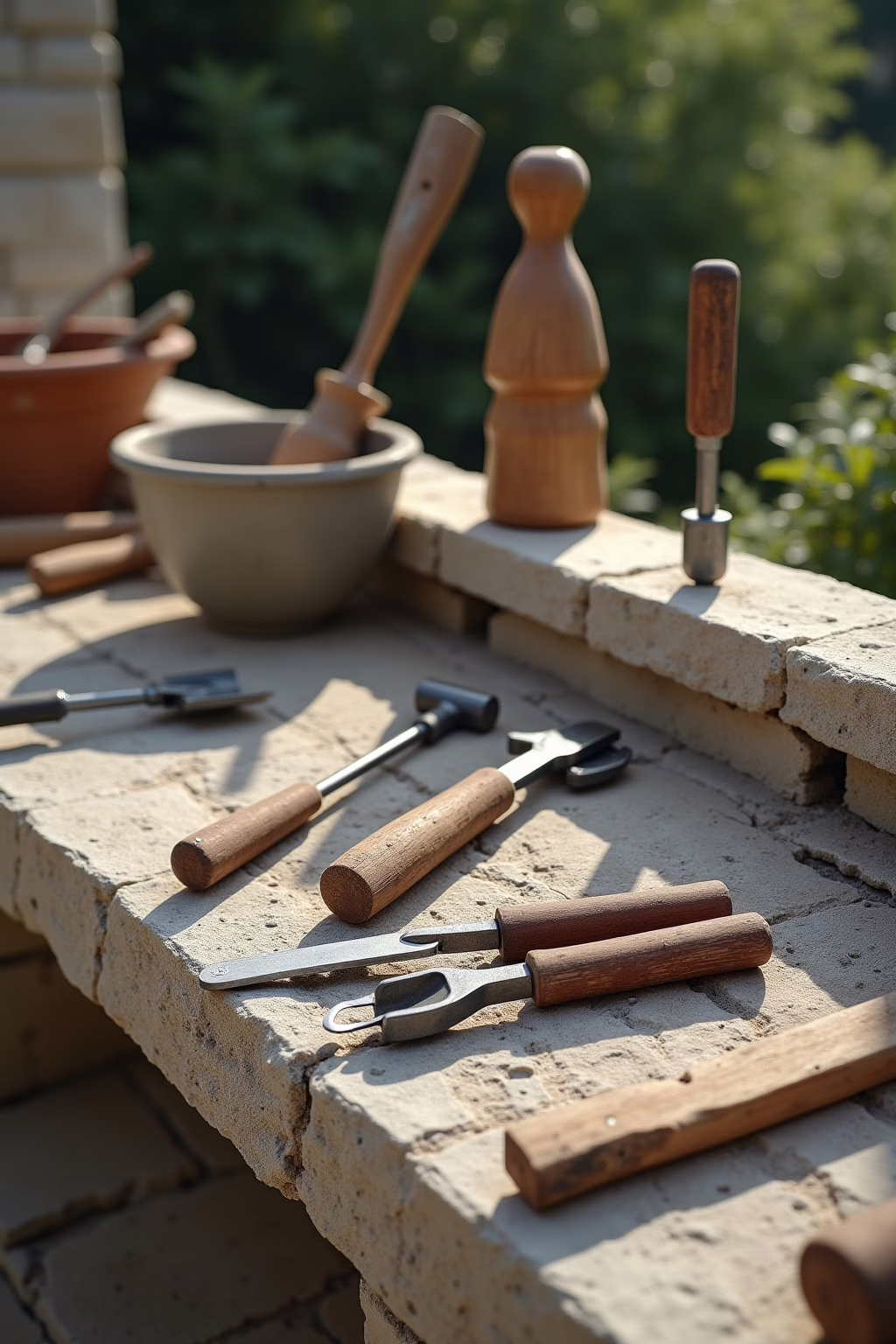 Werkzeuge für den Bau einer Outdoor Steinküche