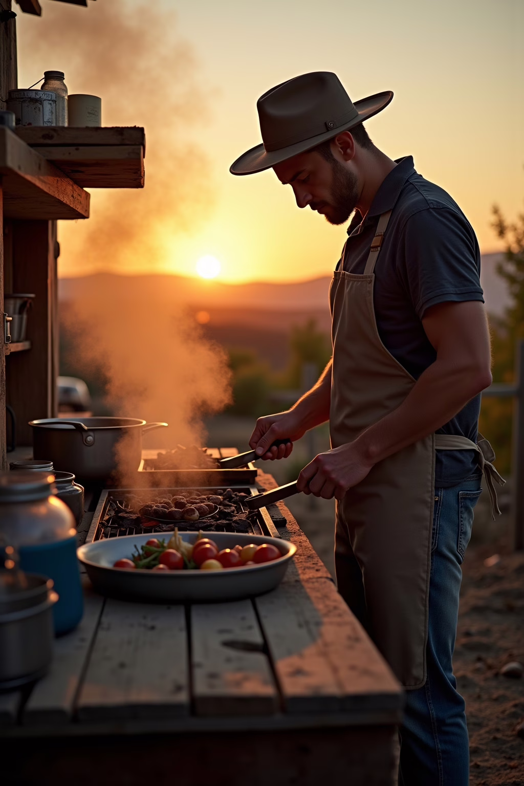 Kochen in der Paletten Outdoor Küche
