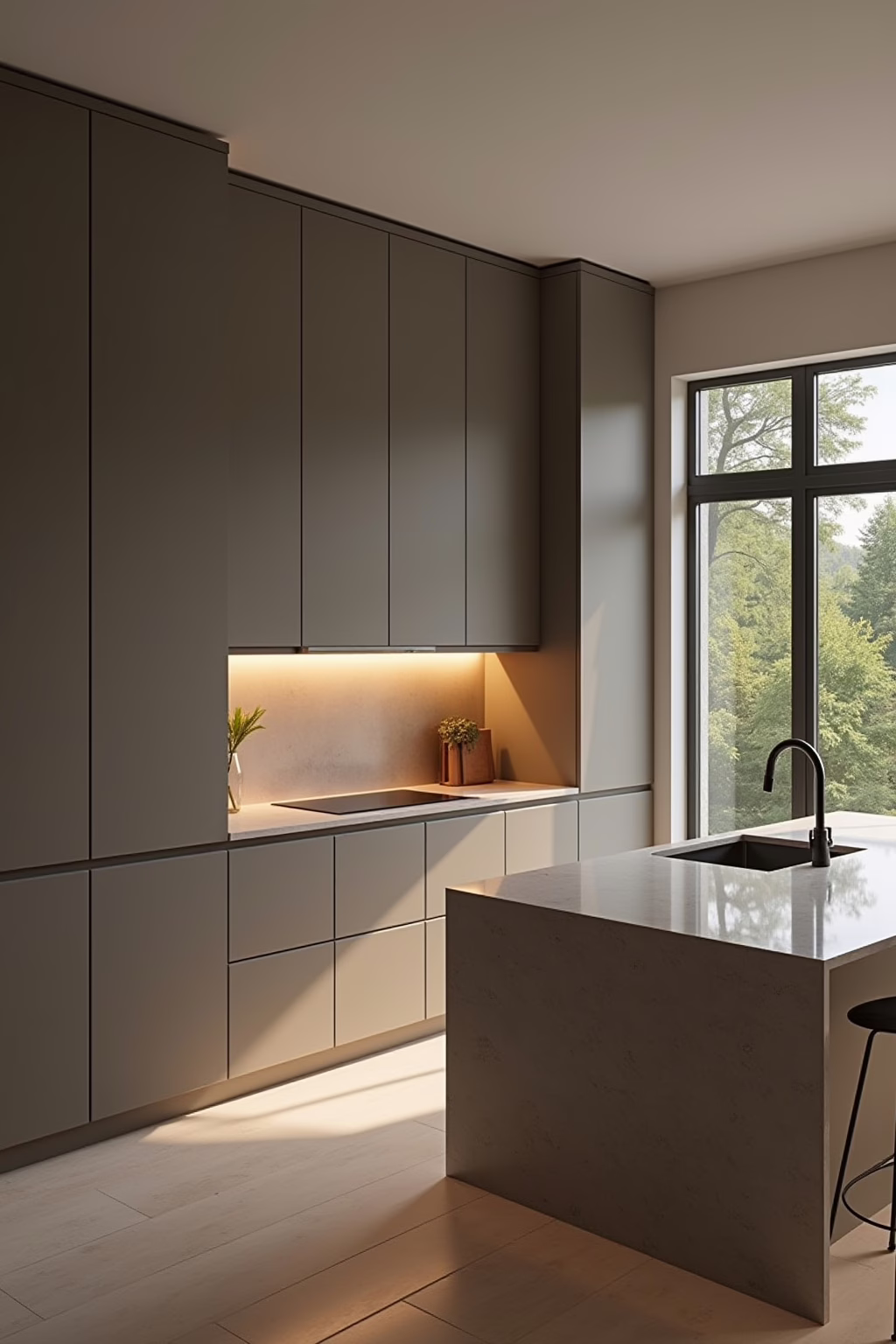 Taupe Küche modern gestaltet