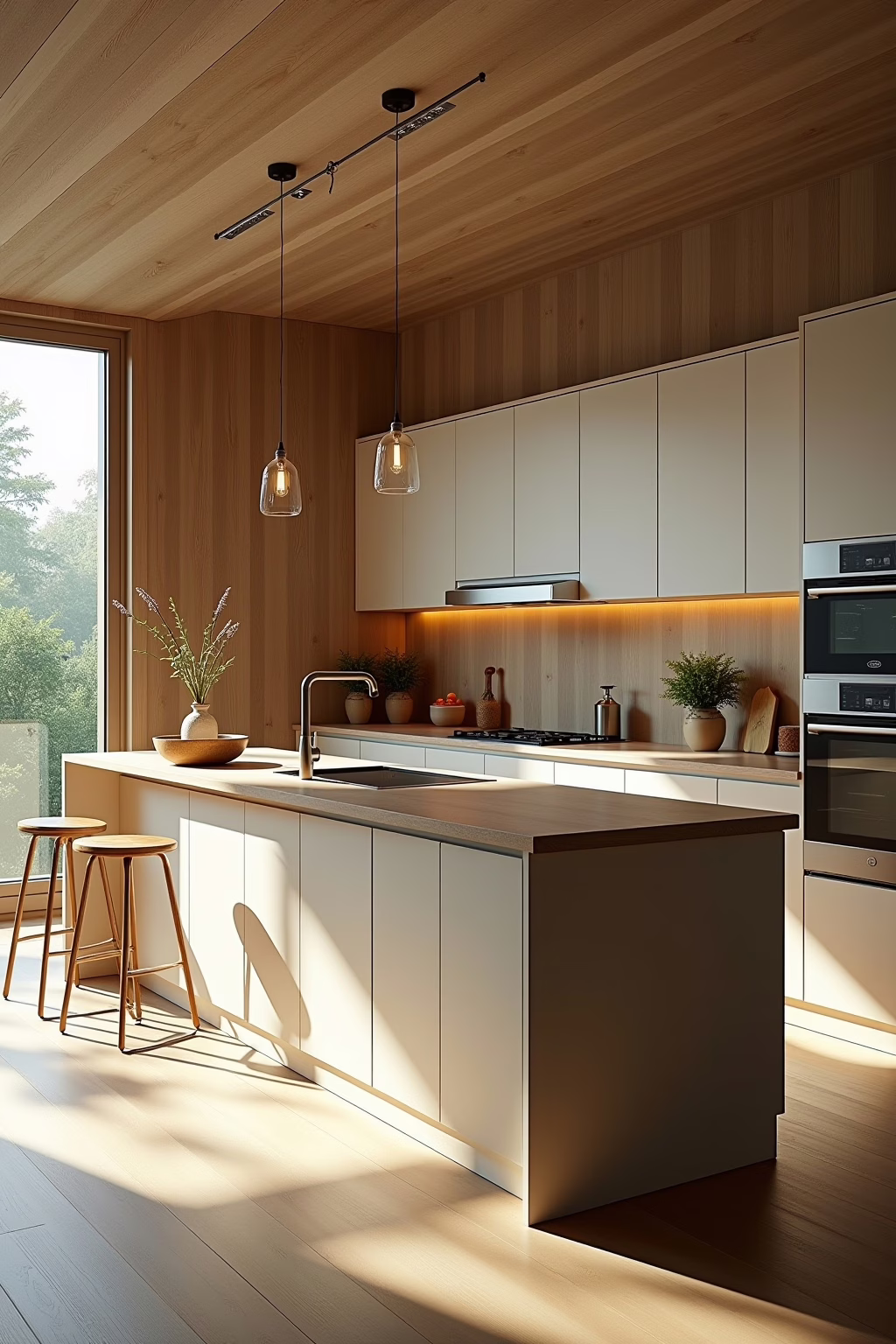 Nachhaltige U-Küche mit FSC-zertifiziertem Holz und energieeffizienten Geräten