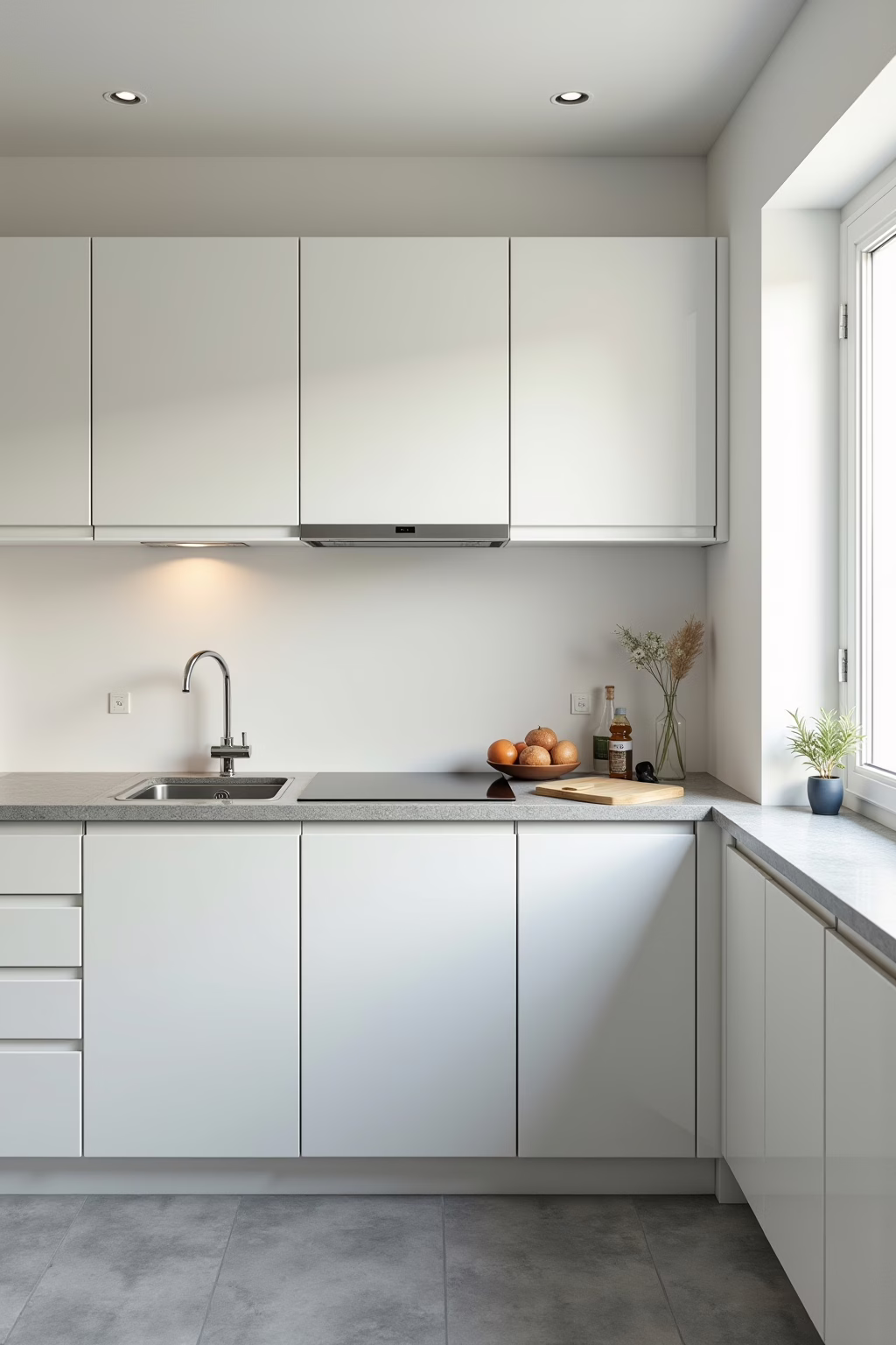 weisse kueche mit grauer arbeitsplatte outline 6