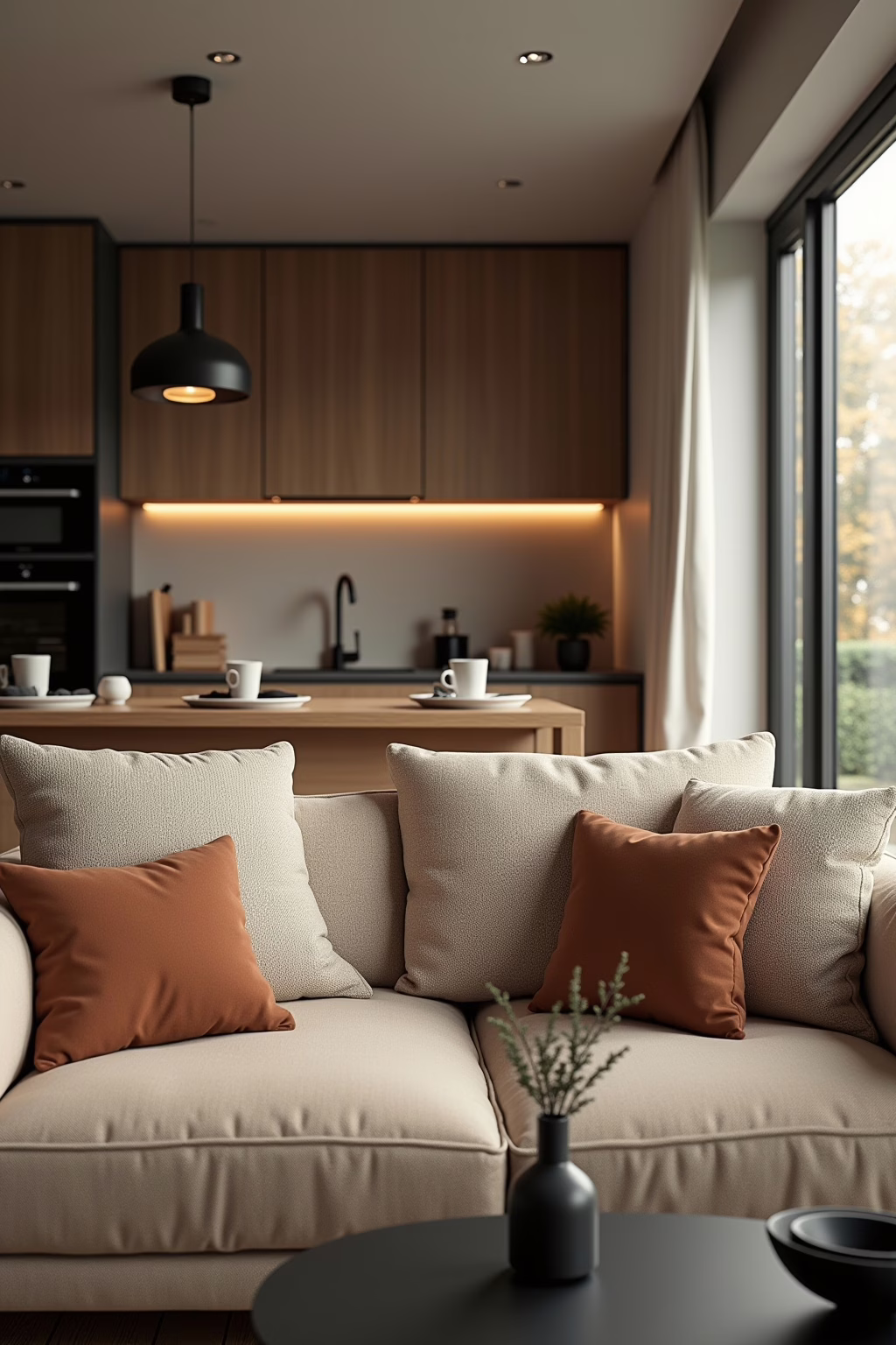 Wohnküche mit Sofa Gestaltung