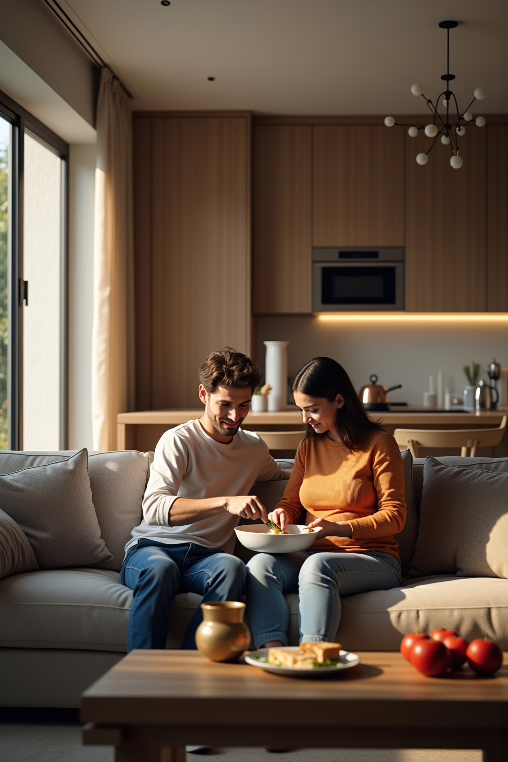 Sofa als Zentrum der Wohnküche