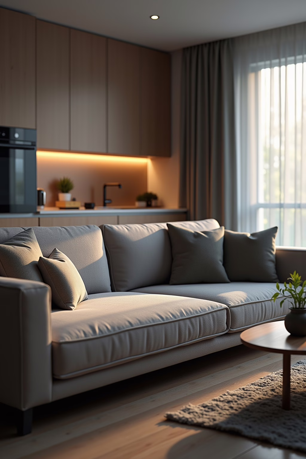 Smart Home Wohnküche mit Sofa
